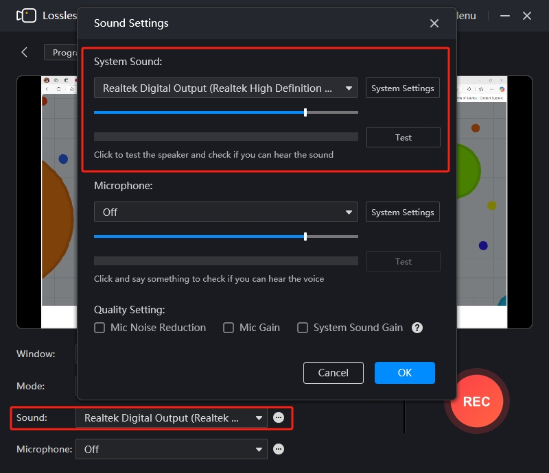 System Sound Settings