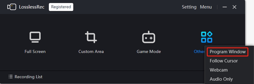 Program Window Mode