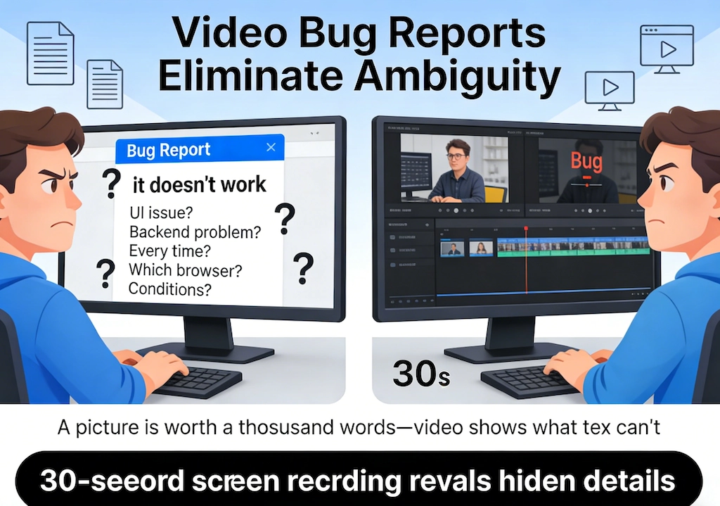 Screen recording used to document a software issue